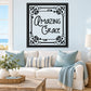 Amazing Grace wall decal with black ornate frame and script lettering