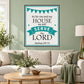 Square wall decal with teal banner: 'As for me and my HOUSE... SERVE the LORD', 'Joshua 24:15'