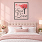 Square die-cut wall decal with red heart tree and “God is Love” text