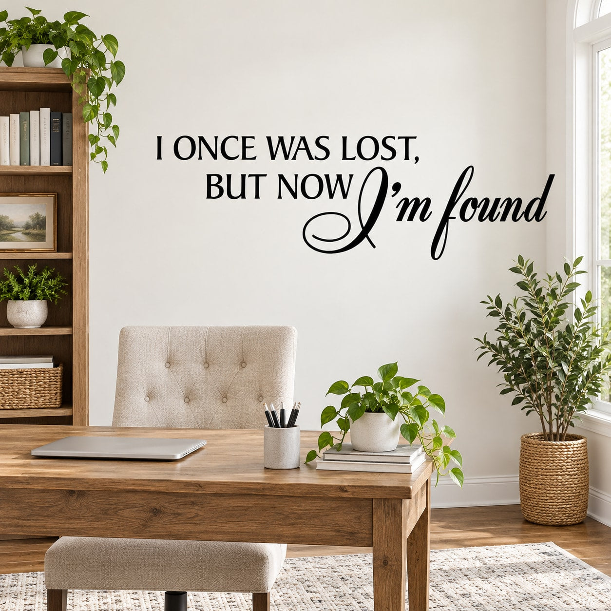 Inspirational wall decal with quote: “I Once Was Lost, But Now I’m found”