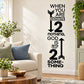 Black wall decal with arrowed quote: “When you are down… God is up… some thing”