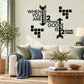 Black inspirational quote wall decal with arrows and block icons, text-based design