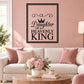 Square wall decal with decorative border and script text: "Daughter of a Heavenly King"