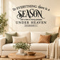 Inspirational wall decal: bold black SEASON quote and scripture text