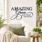 Amazing Grace wall decal with cursive lettering and quote text, black