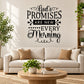 Inspirational wall decal with black text: “God's promises are new every morning”