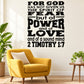 Black typography Bible verse wall decal with "2 Timothy 1:7"