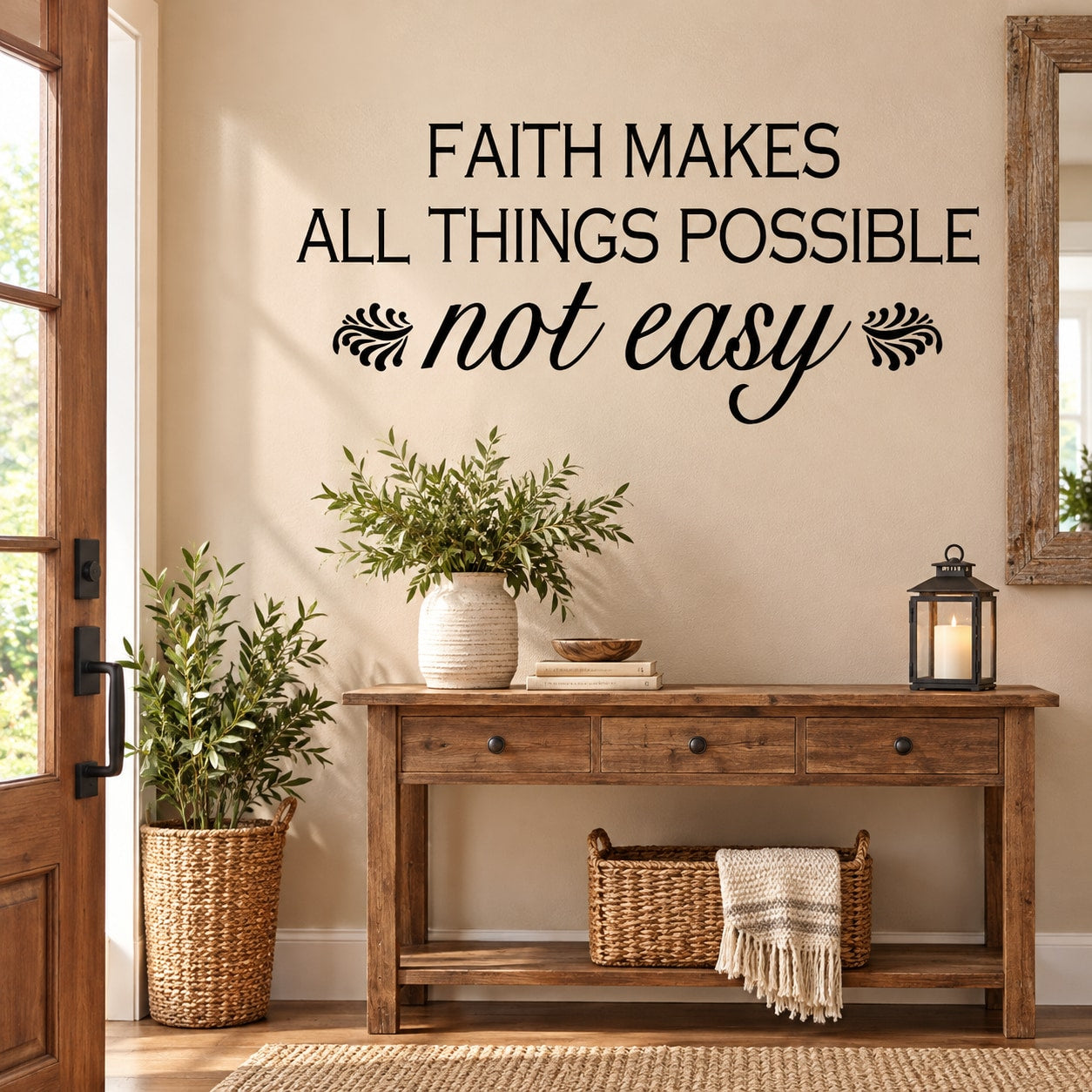 Wall decal quote: FAITH MAKES ALL THINGS POSSIBLE not easy