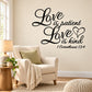 Black script wall decal: Love is patient, Love is kind, 1 Corinthians 13:4