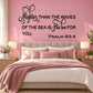 Bible verse wall decal in black and pink script: Psalm 93:4, His love for you