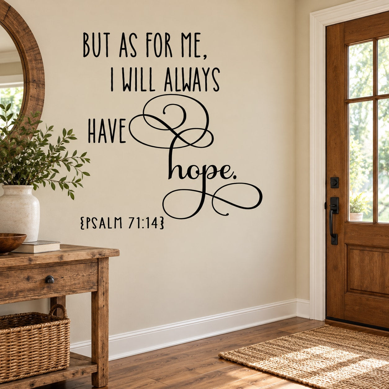 Hope Bible verse wall decal with 'But as for me, I will always have hope'