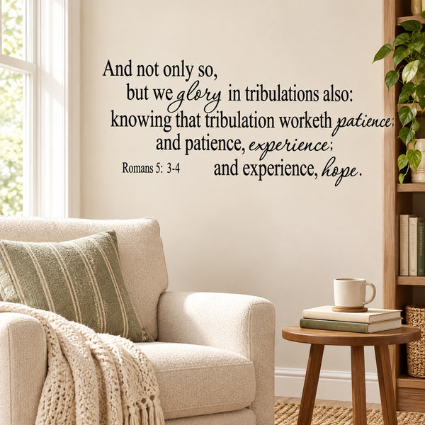 Wall decal scripture quote in black lettering with decorative script and serif fonts