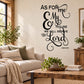 Black vinyl wall decal with As for me, My House, and Joshua 24:15 verse