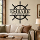 Religious wall decal with compass icon and "EMBARK IN THE SERVICE OF GOD" text