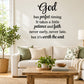God has perfect timing wall decal with script and quote lettering