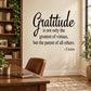 Gratitude quote wall decal with Cicero text, black script lettering