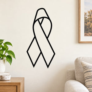 Black outlined awareness ribbon decal
