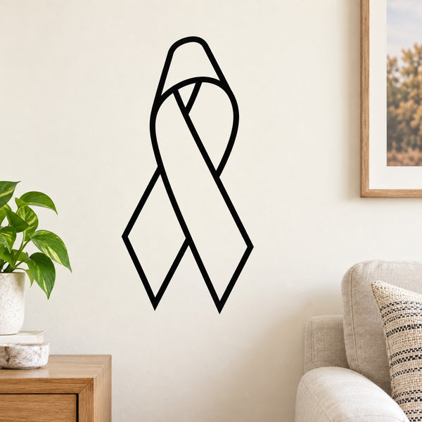 Black outlined awareness ribbon decal