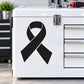 Regular ribbon awareness decal with black ribbon on white