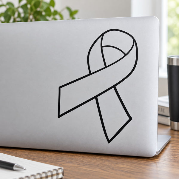 Black ribbon outline regular decal sticker for laptop or notebook, single centered design