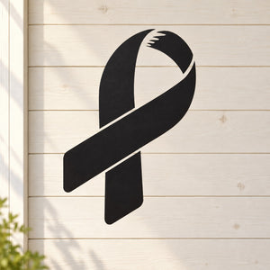 Black ribbon-shaped textured decal with solid design