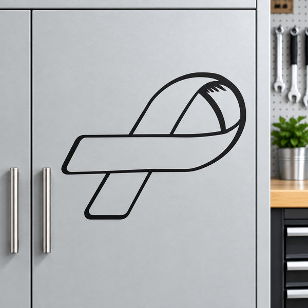Outlined ribbon textured decal with thick black line art