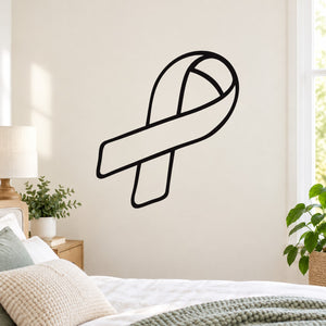 Outlined ribbon decal with black line art design