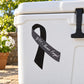 Vinyl sticker with black awareness ribbon and "911 Never Forget" text