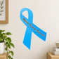 Blue recovery awareness ribbon vinyl sticker with white slogan