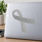 Awareness ribbon vinyl sticker with gray ribbon and script text