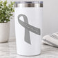 Asthma awareness ribbon vinyl decal, dark gray on white tumbler