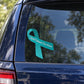 Teal awareness ribbon vinyl sticker with Congenital Diaphragmatic Hernia Awareness text