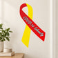 Yellow and red awareness ribbon with “COVID-19 Solemnity” lettering