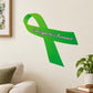 Green craniosynostosis awareness ribbon vinyl sticker with cursive text