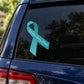 Vinyl sticker with teal awareness ribbon and printed text