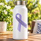 Purple awareness ribbon vinyl sticker with curved slogan text