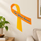Awareness ribbon vinyl sticker in orange and yellow with “Free Software Awareness” text