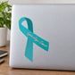 Teal gynecologic cancer ribbon vinyl sticker with cursive text