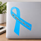 Blue awareness ribbon vinyl sticker with 'Stop Trafficking & Sex Slavery' text
