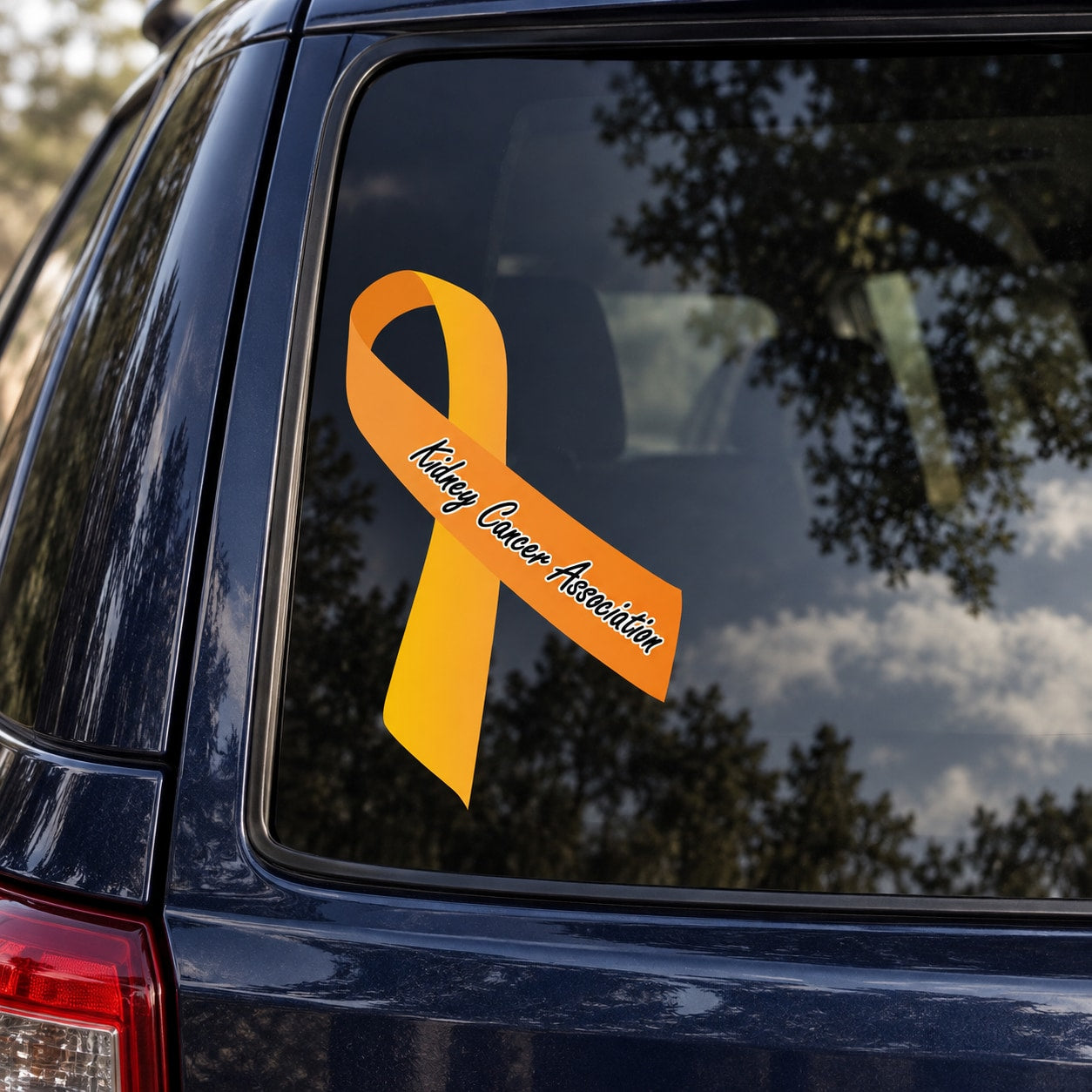 Yellow vinyl awareness ribbon sticker with Kidney Cancer Association text