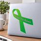 Green kidney cancer awareness ribbon vinyl sticker with diagonal text