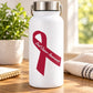Red oral cancer awareness ribbon vinyl sticker reading Oral Cancer Awareness