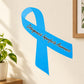 Blue osteogenesis imperfecta awareness ribbon vinyl sticker with cursive text