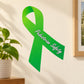 Green awareness ribbon vinyl sticker with Pedestrian Safety text