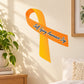 Self Injury Awareness Day vinyl sticker ribbon in orange and yellow with cursive text