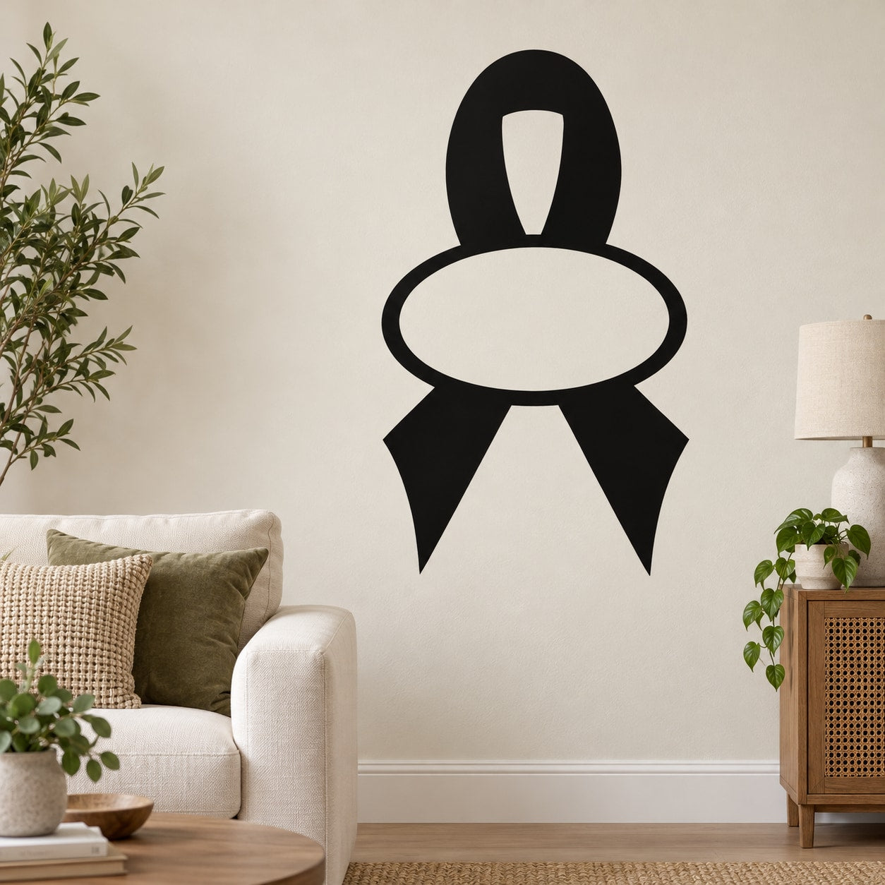 Black ribbon with oval gap decal