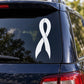 Awareness ribbon long down curve decal, white ribbon on car body