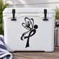 Black butterfly with ribbon decal on white cooler lid