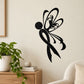 Black butterfly wall decal with left ribbon swirl