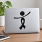 Black ribbon awareness person decal with left-tilted arms